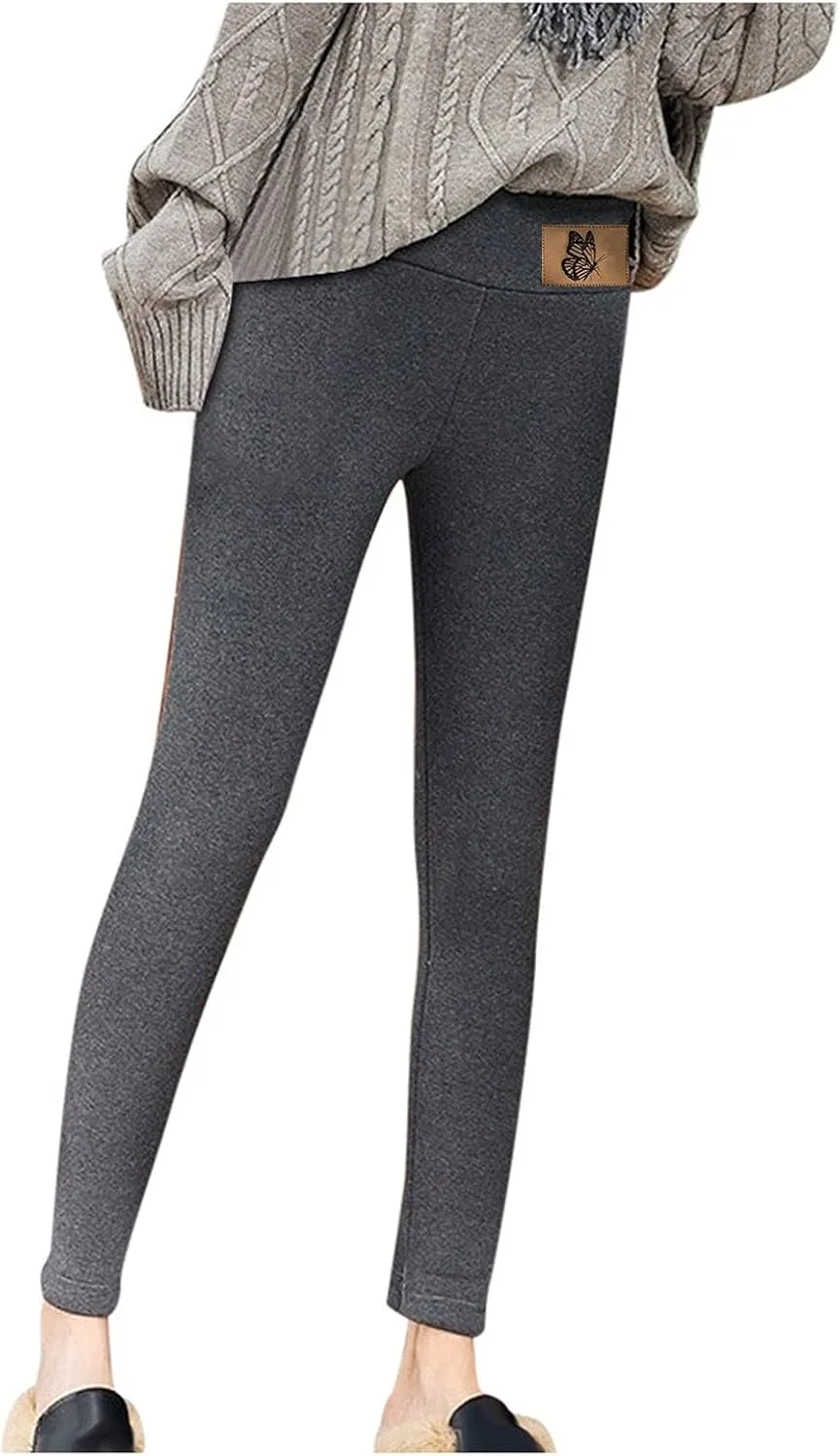 sdbrld Fleece Lined Leggings Women,Womens Fleece Lined Leggings 2023 High Waist Warm Soft Pants Tummy Control Thermal Tights