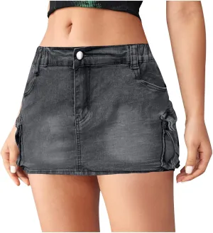 Sexy Medieval Cowgirl Pencil Skort for Women Denim Mini Petite Slim Tunics Skort Women 2025