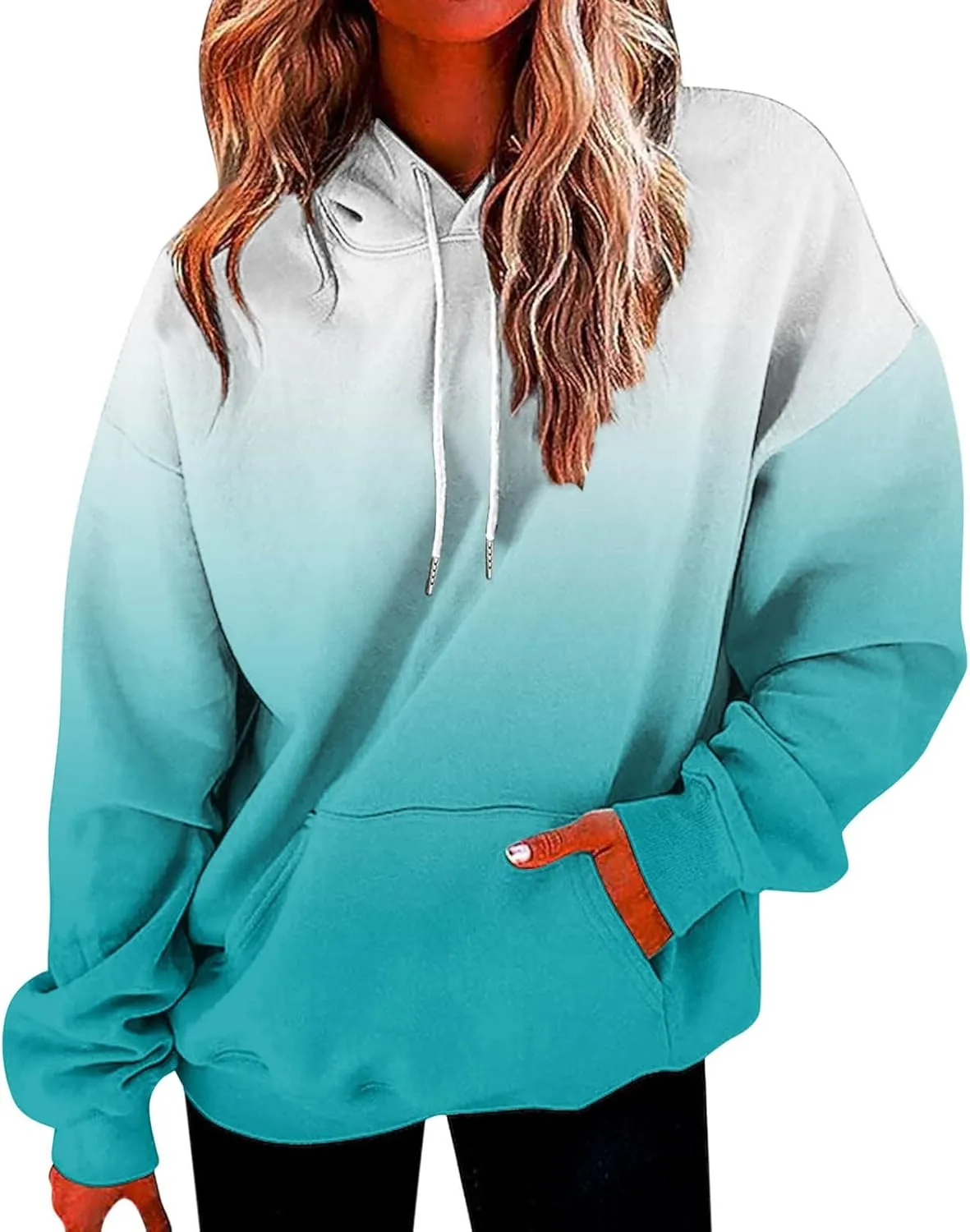 SHAOBGE Oversized Sweatshirt For Women Fall Fashion Long Sleeve Gradient Pullover Casual Loose Graphic Hoodies Y2K Tops