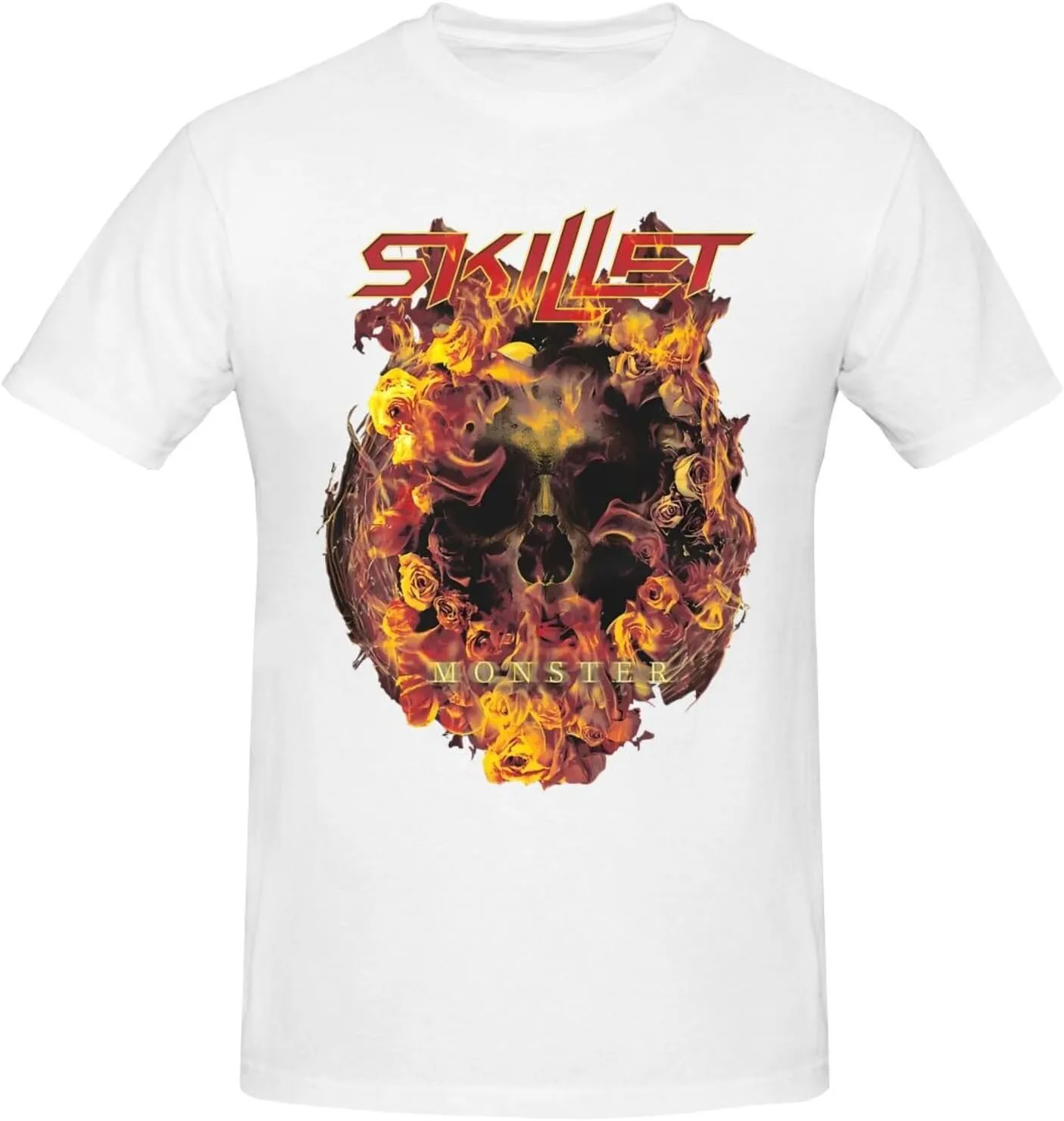 Skillets Shirt Men's Personalised Cotton Short-Sleeved T-Shirt Fashion Comfy Breathable Crew Neck Tees Black