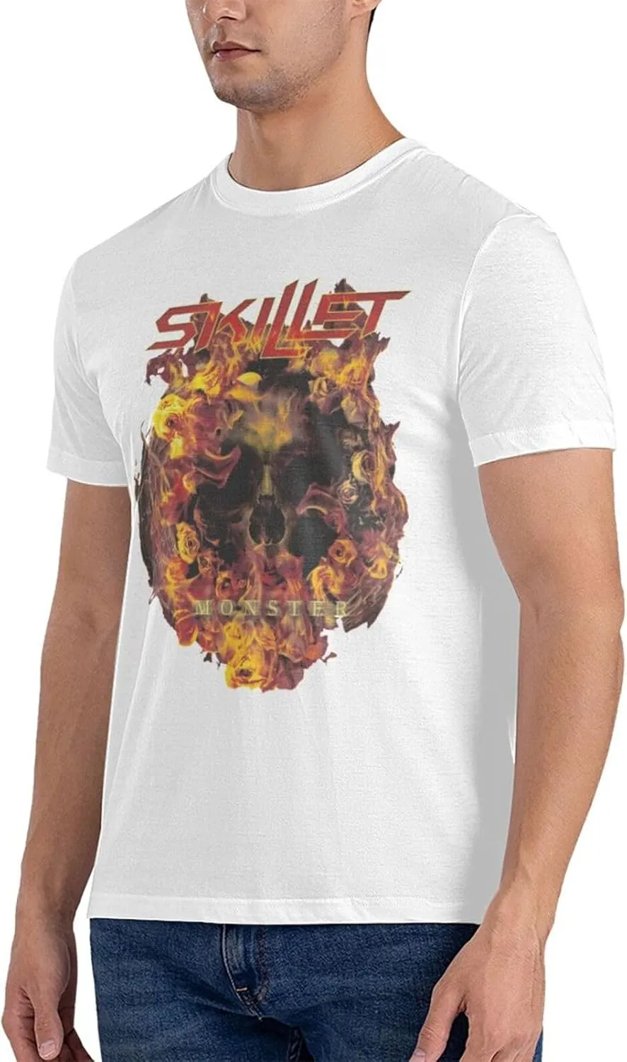 Skillets Shirt Men's Personalised Cotton Short-Sleeved T-Shirt Fashion Comfy Breathable Crew Neck Tees Black