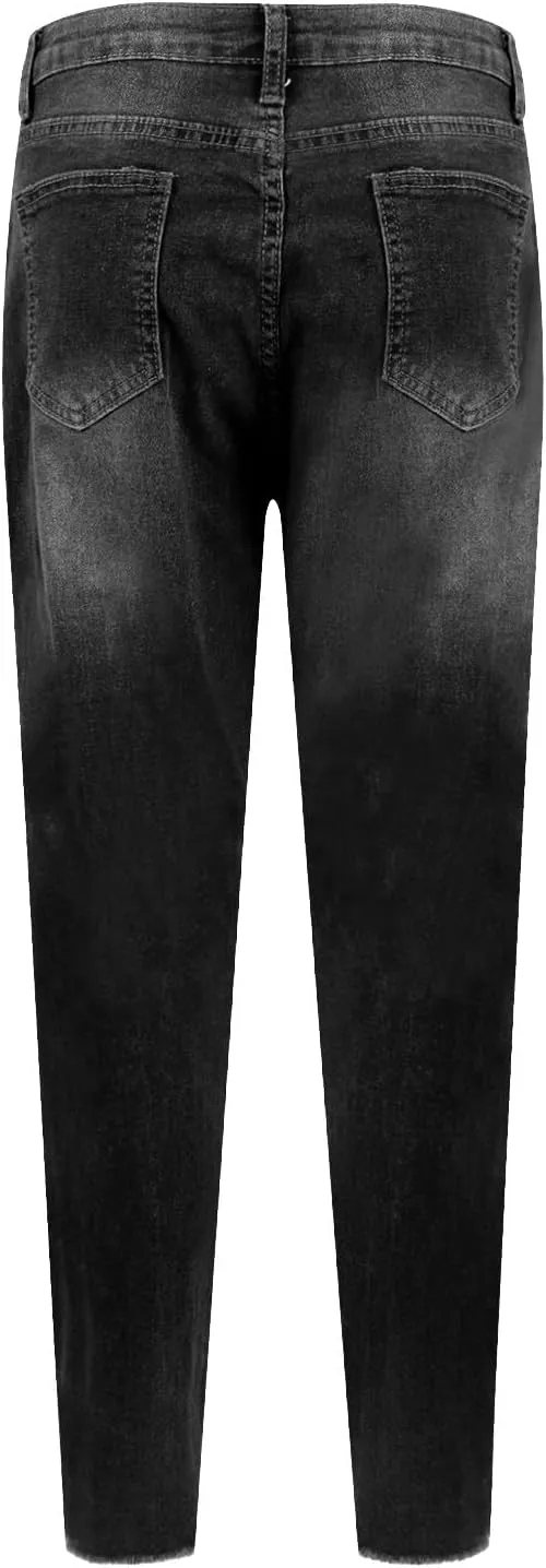 Skinny Jeans for Women Stretchy High Waisted Ripped Jeans Slim Fit Tummy Control Distressed Denim Leggings w/Pockets