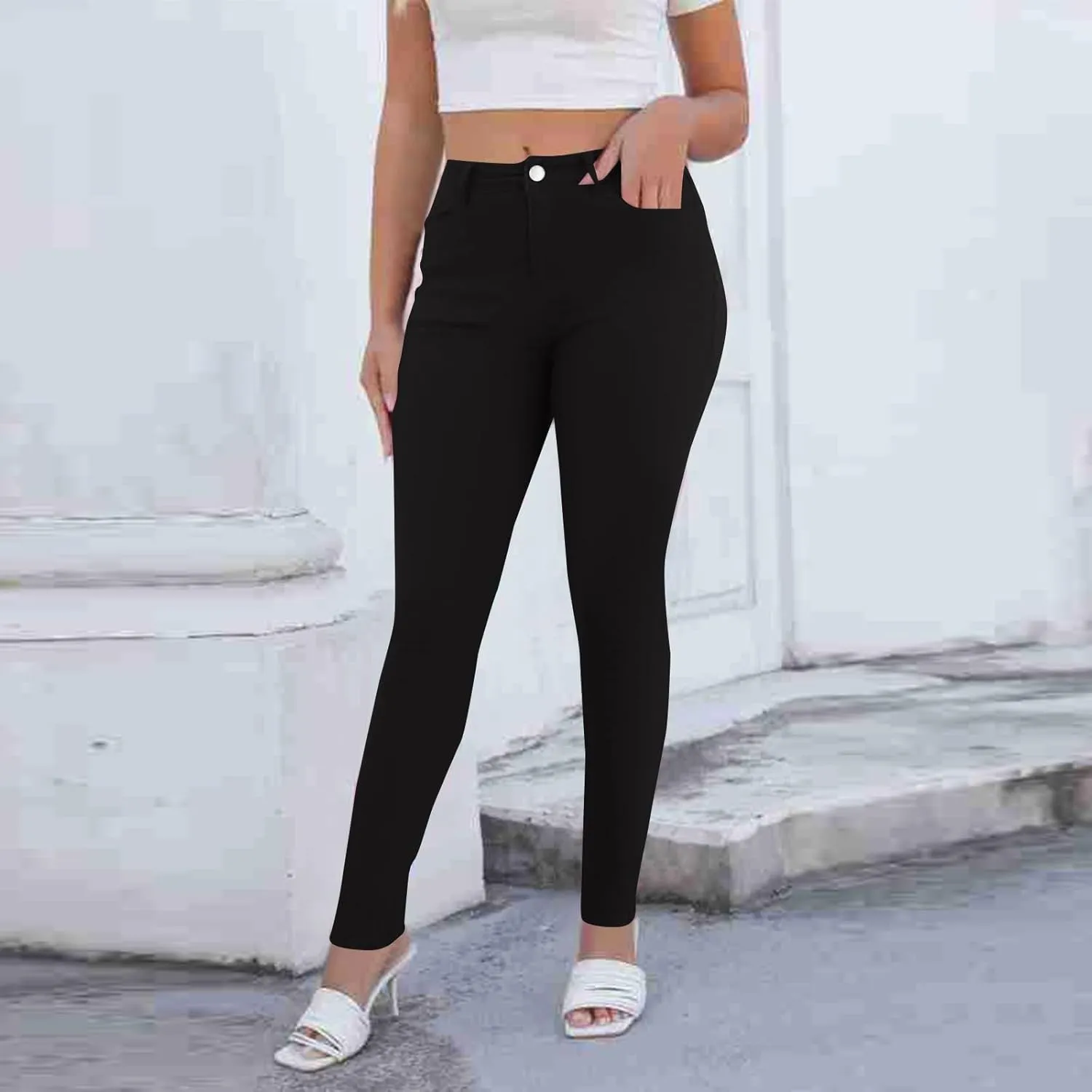Skinny Jeans for Women Stretchy High Waisted Tummy Control Jeggings Sexy Butt Lifting Jeans Trousers with Pockets