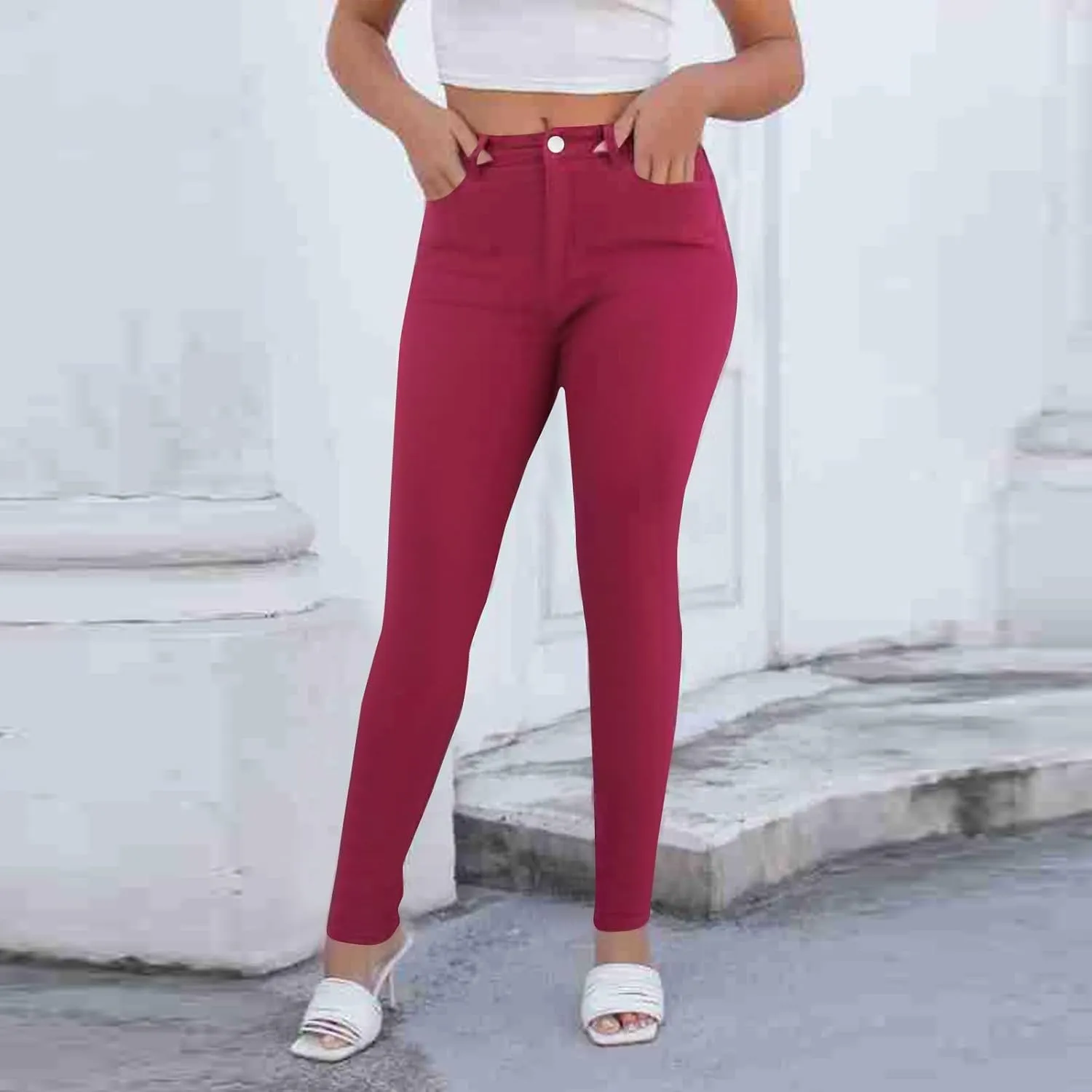 Skinny Jeans for Women Stretchy High Waisted Tummy Control Jeggings Sexy Butt Lifting Jeans Trousers with Pockets