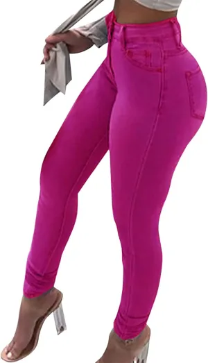 Skinny Jeans for Women Stretchy High Waisted Tummy Control Jeggings Sexy Butt Lifting Jeans Trousers with Pockets