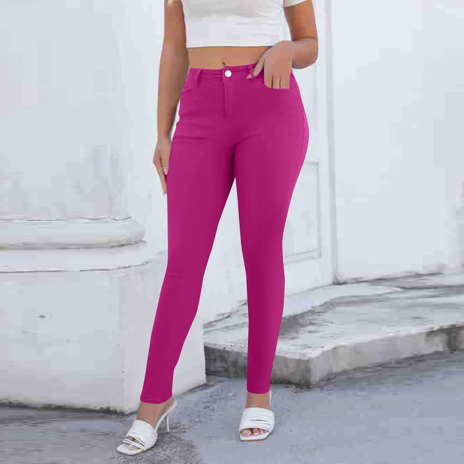 Skinny Jeans for Women Stretchy High Waisted Tummy Control Jeggings Sexy Butt Lifting Jeans Trousers with Pockets