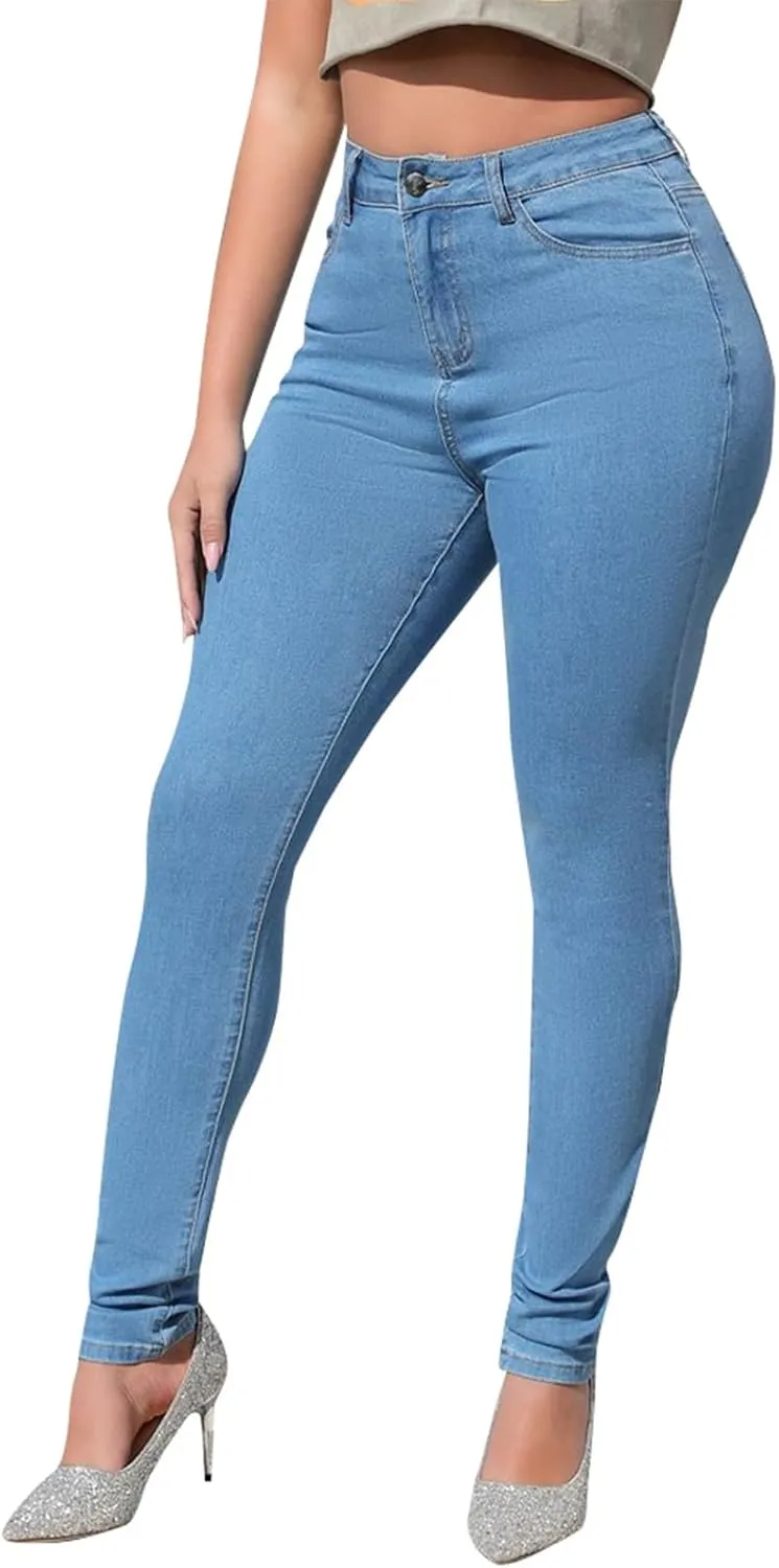 Skinny Jeans for Women Stretchy High Waisted Tummy Control Jeggings Sexy Butt Lifting Jeans Trousers with Pockets
