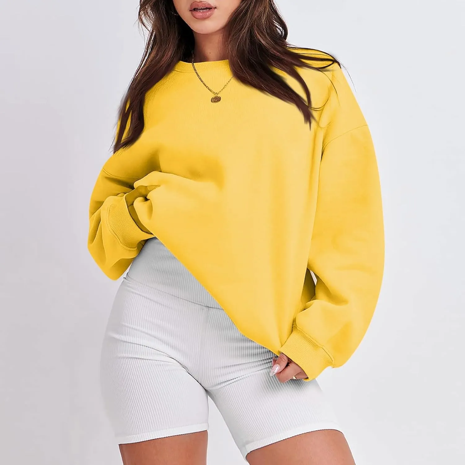 slqdgmryz Oversized Sweatshirt for Women Cute Crewneck Sweatshirts Loose Fit Preppy Fleece Pullover Hoodie Y2k Plain Sweaters