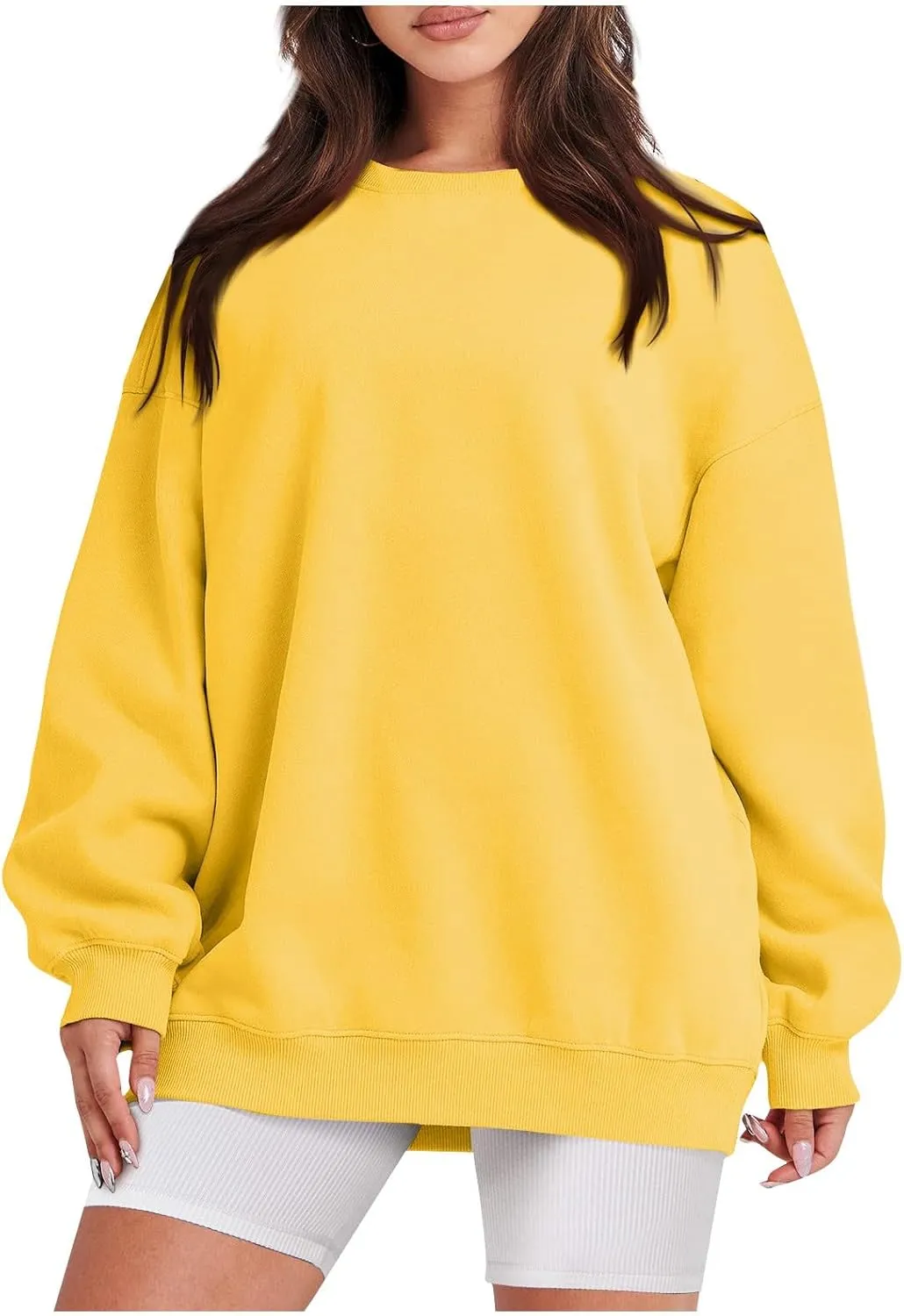 slqdgmryz Oversized Sweatshirt for Women Cute Crewneck Sweatshirts Loose Fit Preppy Fleece Pullover Hoodie Y2k Plain Sweaters