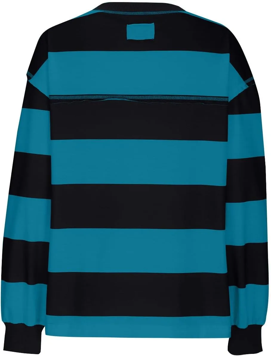 SMIDOW Lightweight Crewneck Sweatshirts For Women Trendy 2024 Striped Color Block Pullover Tops Casual Loose Fall Outfits