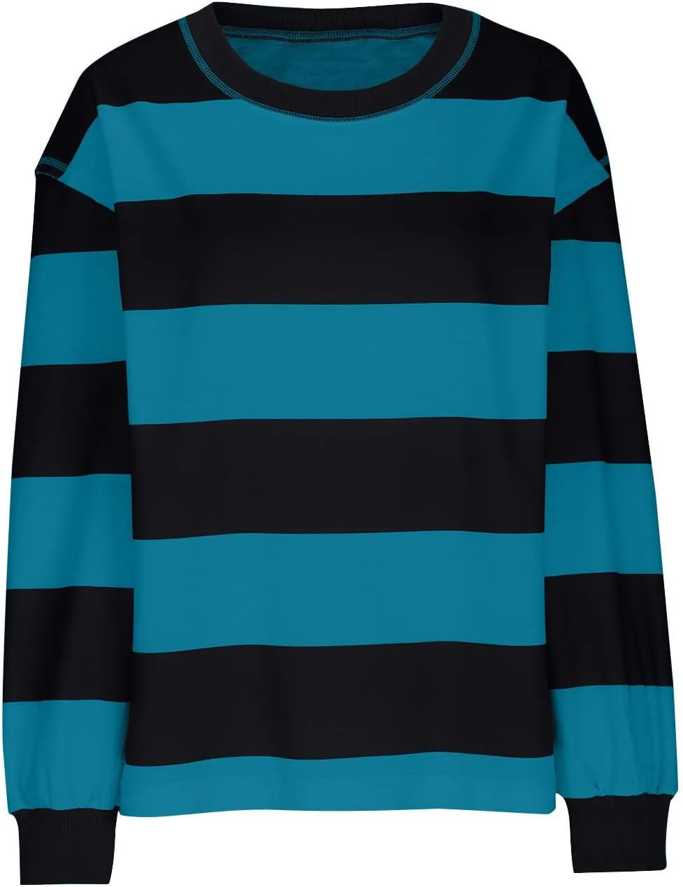SMIDOW Lightweight Crewneck Sweatshirts For Women Trendy 2024 Striped Color Block Pullover Tops Casual Loose Fall Outfits