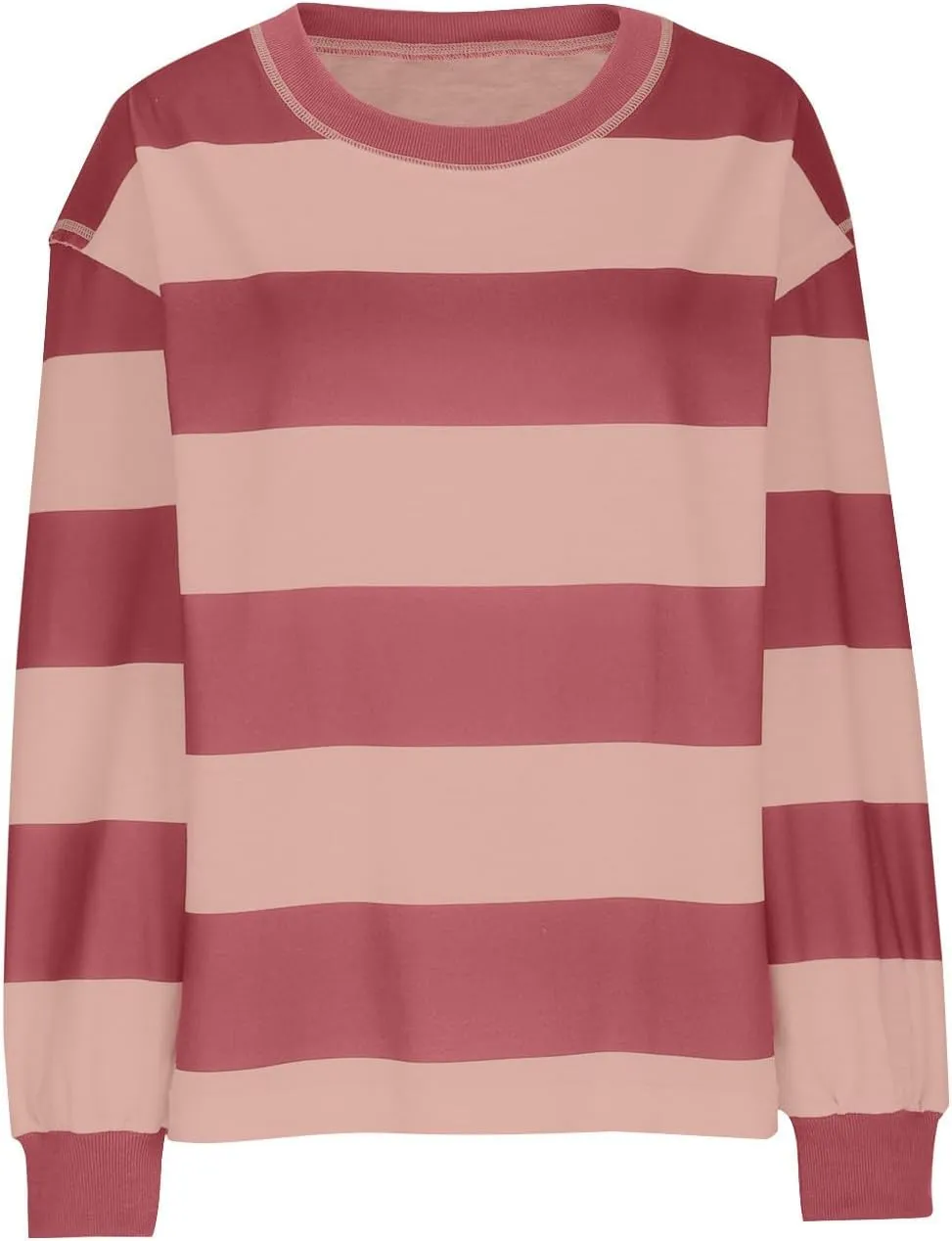 SMIDOW Lightweight Crewneck Sweatshirts For Women Trendy 2024 Striped Color Block Pullover Tops Casual Loose Fall Outfits