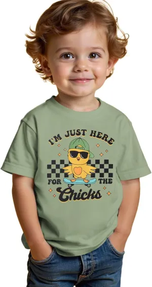 SOFEON Toddler Boy Easter Shirt Funny Chick Skateboard T-Shirt I'm Just Here for The Chicks Graphic Short Sleeve Tees Top