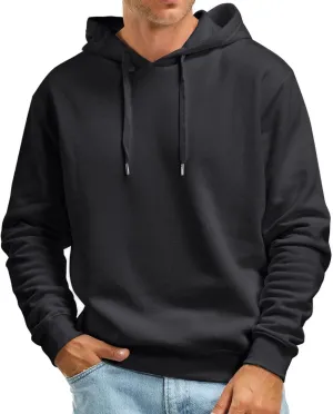 Solid Hoodies for Men Oversized Trendy Long Sleeve Drawstring Hooded Sweatshirts Casual Pullover Tops with Pockets