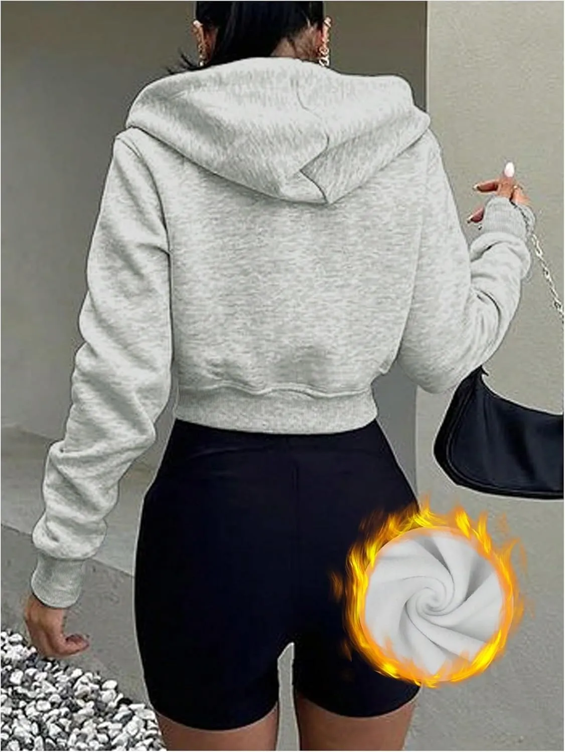SOLY HUX Women's Zip Up Crop Hoodies Long Sleeve Shirts Pullover Thermal Lined Hooded Sweatshirts