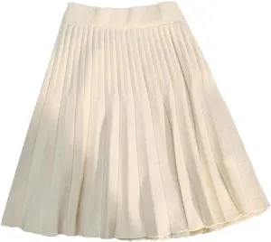 Spring Winter Knitted Pleated Skirts Women's Elastic High Waist A-Line Skirts Casual Slim Short Mini Skirts