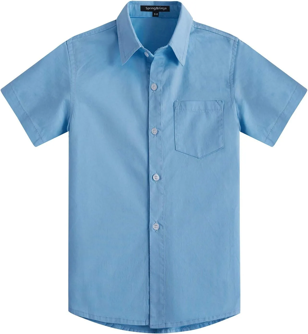 Spring&Gege Boys' Short Sleeve Dress Shirts Formal Uniform Woven Solid