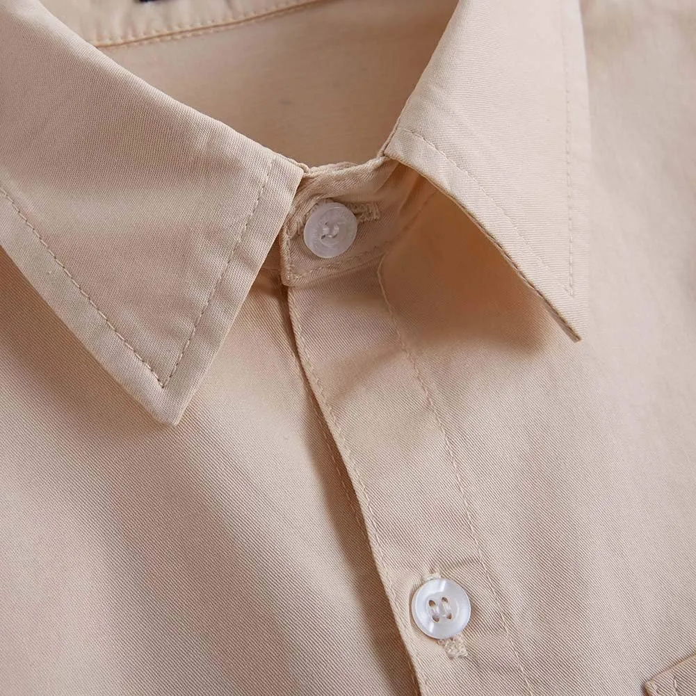 Spring&Gege Boys' Short Sleeve Dress Shirts Formal Uniform Woven Solid