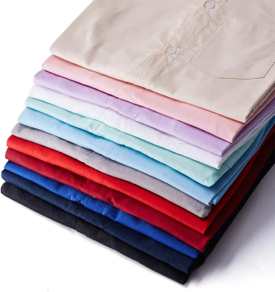 Spring&Gege Boys' Short Sleeve Dress Shirts Formal Uniform Woven Solid
