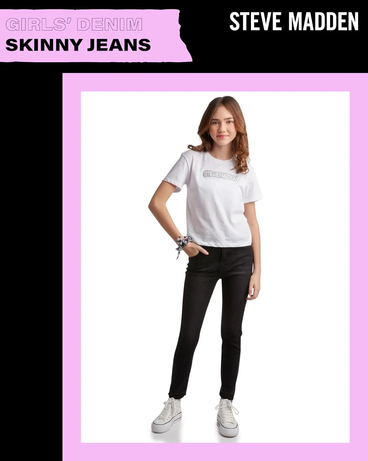 Steve Madden Girls' Jeans - Comfort Stretch Twill Denim Skinny Jeans - Skinny Fit Jeans - Casual Pants for Girls (4-16)
