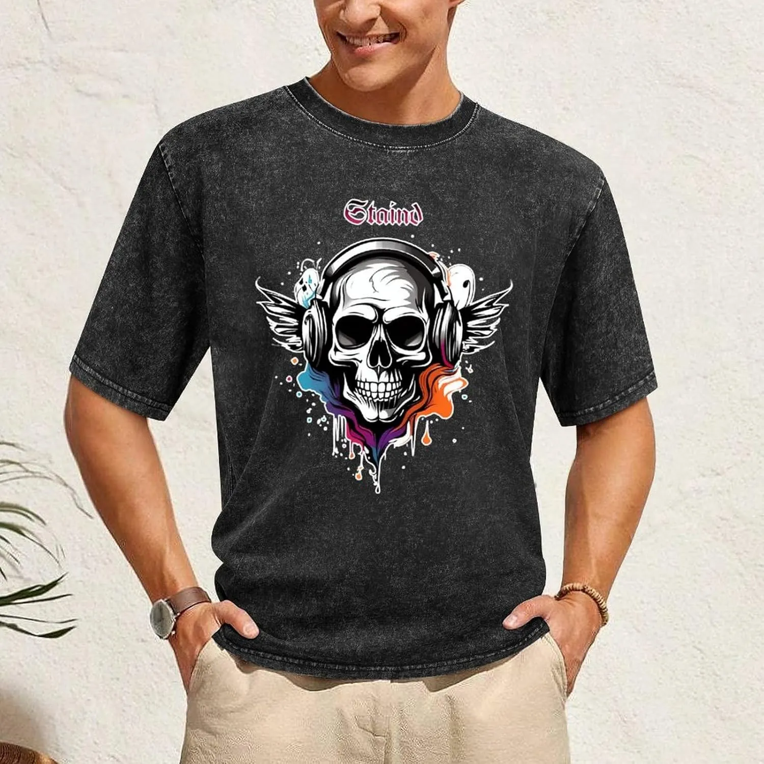 Stretchable Vintage Oversized Cotton T-Shirts Loose Shirts Crew Neck Tees