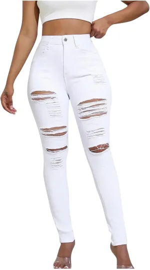 Stretchy Jeans for Women Trendy High Waisted Straight Leg Jeans Slim Fit Button Zipper Long Jeans Pants