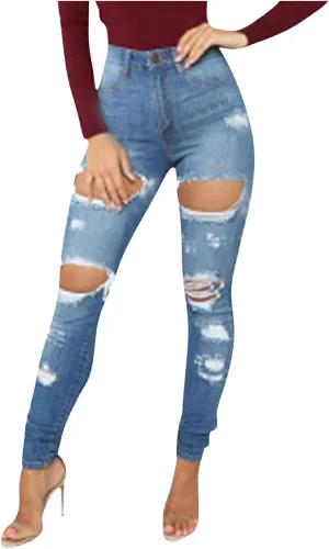 Stretchy Jeans for Women Trendy High Waisted Straight Leg Jeans Slim Fit Button Zipper Long Jeans Pants