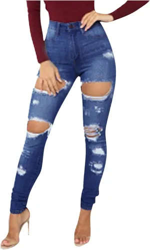 Stretchy Jeans for Women Trendy High Waisted Straight Leg Jeans Slim Fit Button Zipper Long Jeans Pants