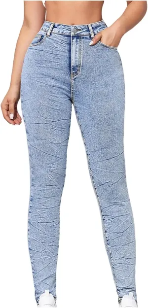 Stretchy Jeans for Women Tummy Control Women's Totally Shaping Pull-On Bootcut Jeans High Waisted Jeans Bootcut