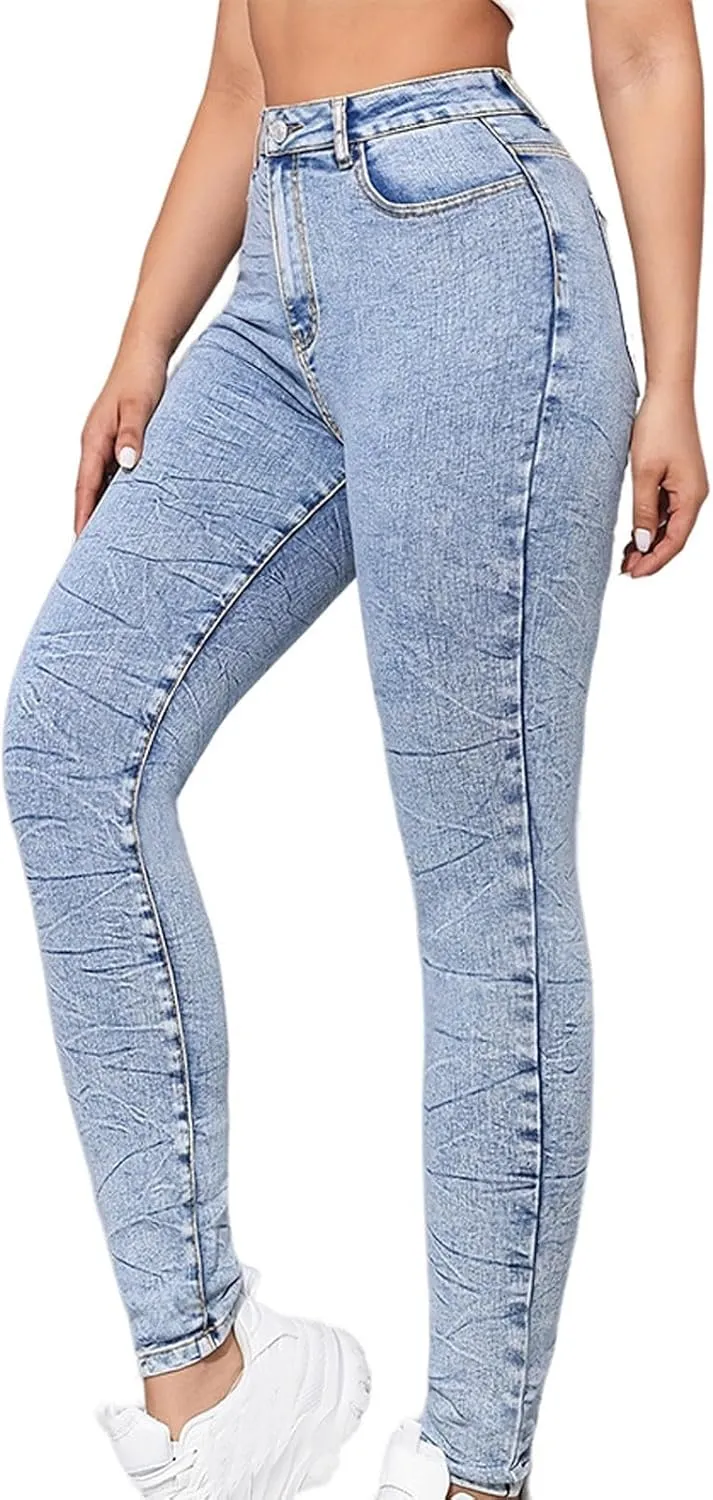 Stretchy Jeans for Women Tummy Control Women's Totally Shaping Pull-On Bootcut Jeans High Waisted Jeans Bootcut