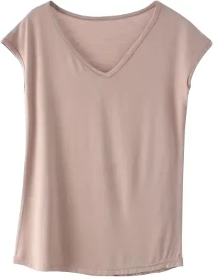 Summer Blouses for Women Fashion Casual V Neck Cap Sleeve Loose Fit Pullover Tops Solid Lightweight Basic Shirts
