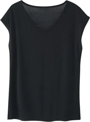 Summer Blouses for Women Fashion Casual V Neck Cap Sleeve Loose Fit Pullover Tops Solid Lightweight Basic Shirts