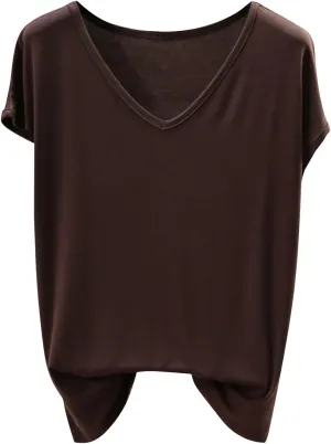 Summer Blouses for Women Fashion Casual V Neck Cap Sleeve Loose Fit Pullover Tops Solid Lightweight Basic Shirts