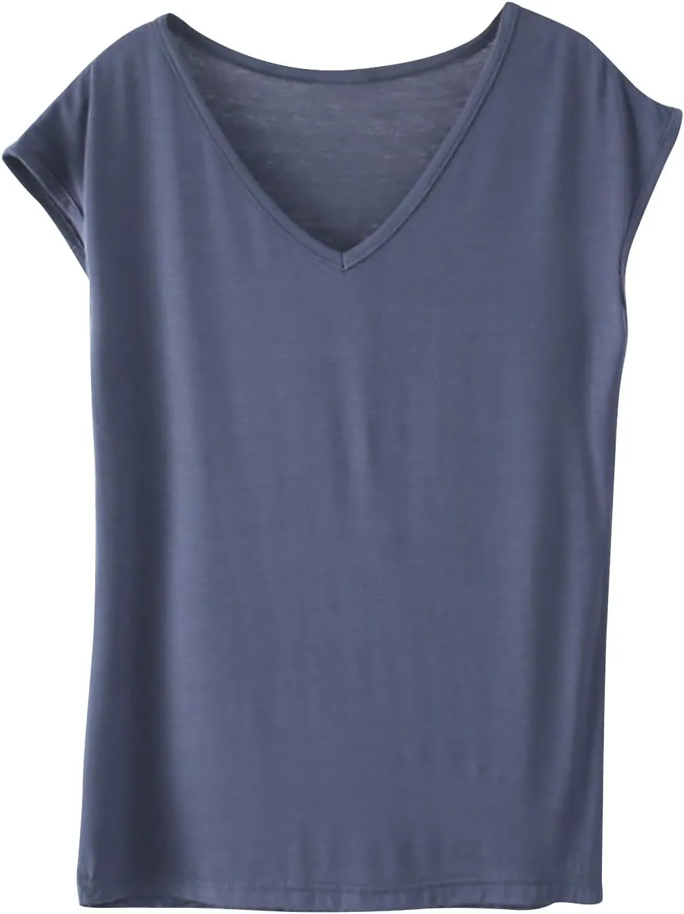 Summer Blouses for Women Fashion Casual V Neck Cap Sleeve Loose Fit Pullover Tops Solid Lightweight Basic Shirts