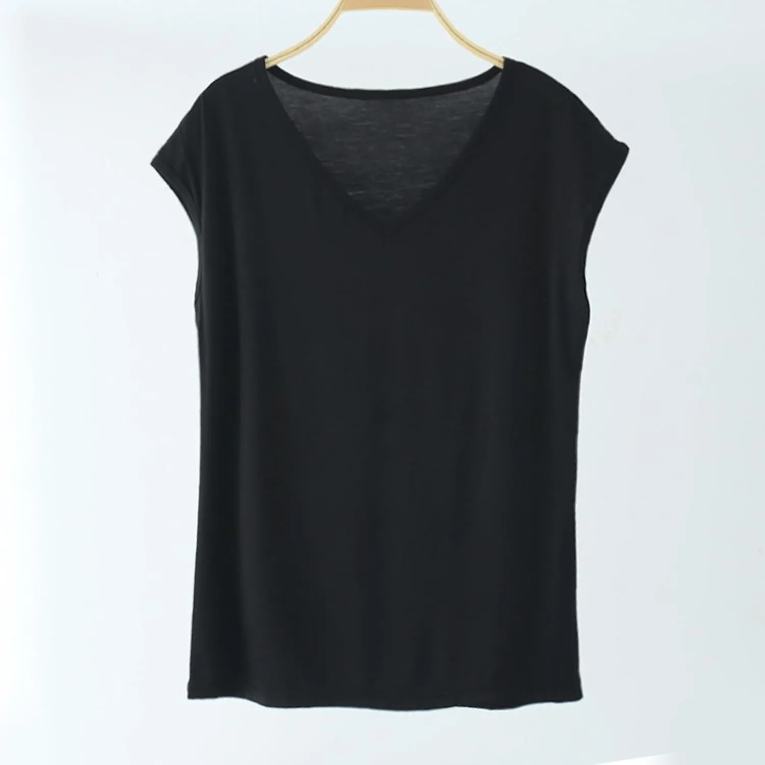 Summer Blouses for Women Fashion Casual V Neck Cap Sleeve Loose Fit Pullover Tops Solid Lightweight Basic Shirts