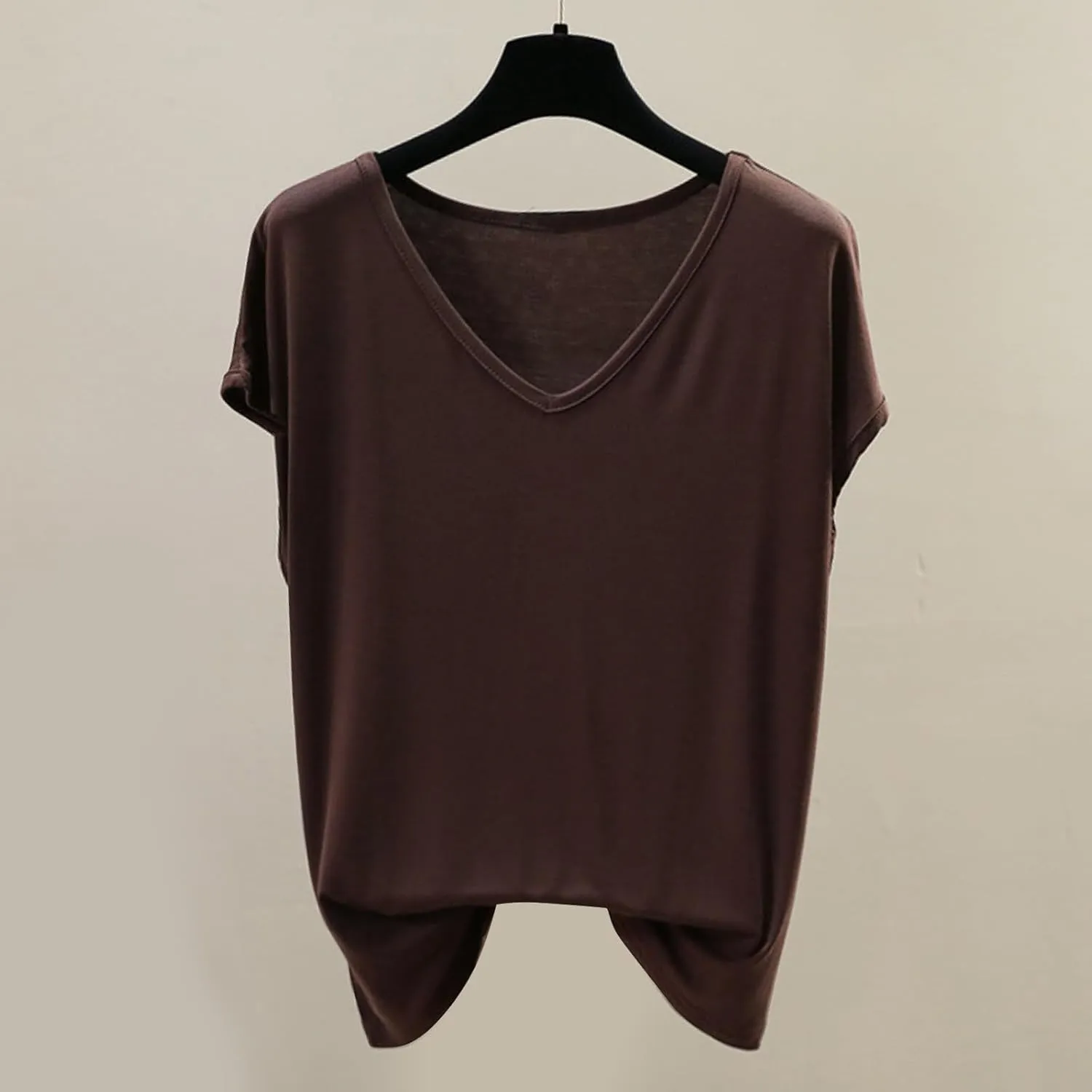 Summer Blouses for Women Fashion Casual V Neck Cap Sleeve Loose Fit Pullover Tops Solid Lightweight Basic Shirts