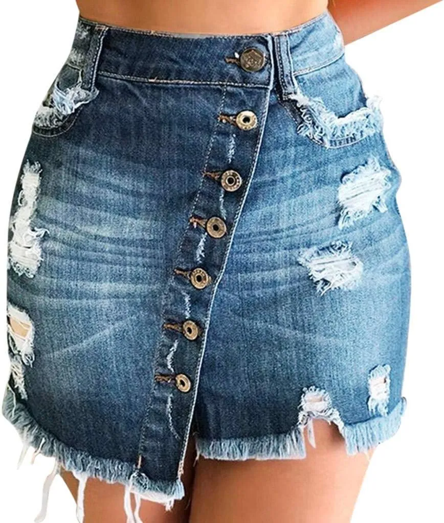 Summer Plus Size Shorts Women's Denim Mini Skirt Women's Skirt Waist Size