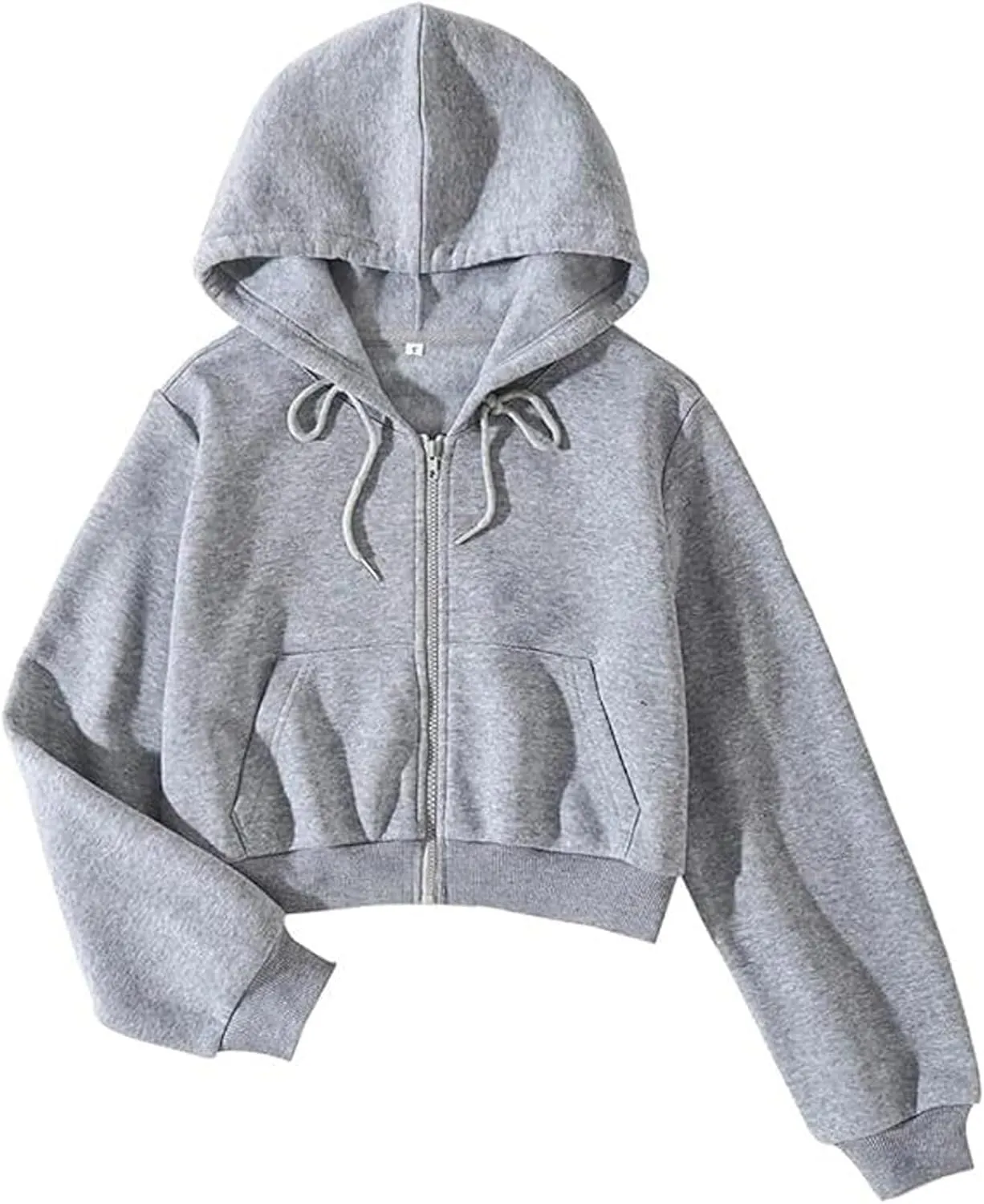 Sweat Shirt Women's Cropped Zipper Fashion Hoodies Full Zip up Sweatshirts Long Sleeve Drawstring Plain Hoodies