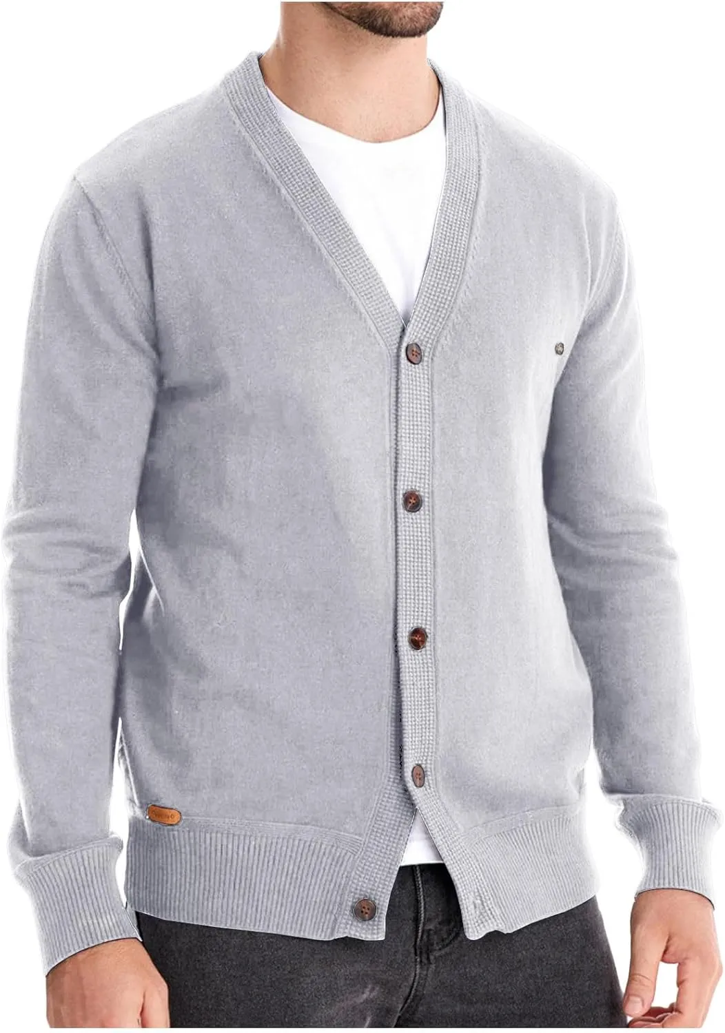 Sweaters for Men Cardigans Casual Long Sleeve V Neck Button Down Knit Cardigan Sweaters Jacket with Pockets