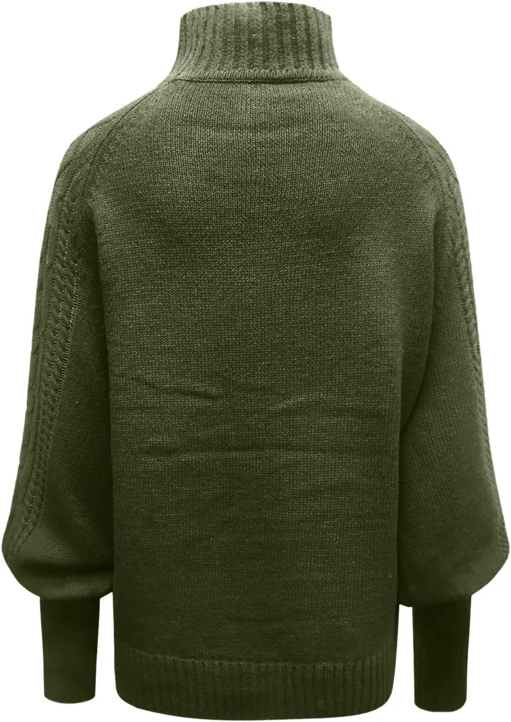 Sweaters for Women Mock Turtleneck Solid Cable Knitted Trendy Lantern Sleeve Warm Comfort Pullover Sweaters Tops