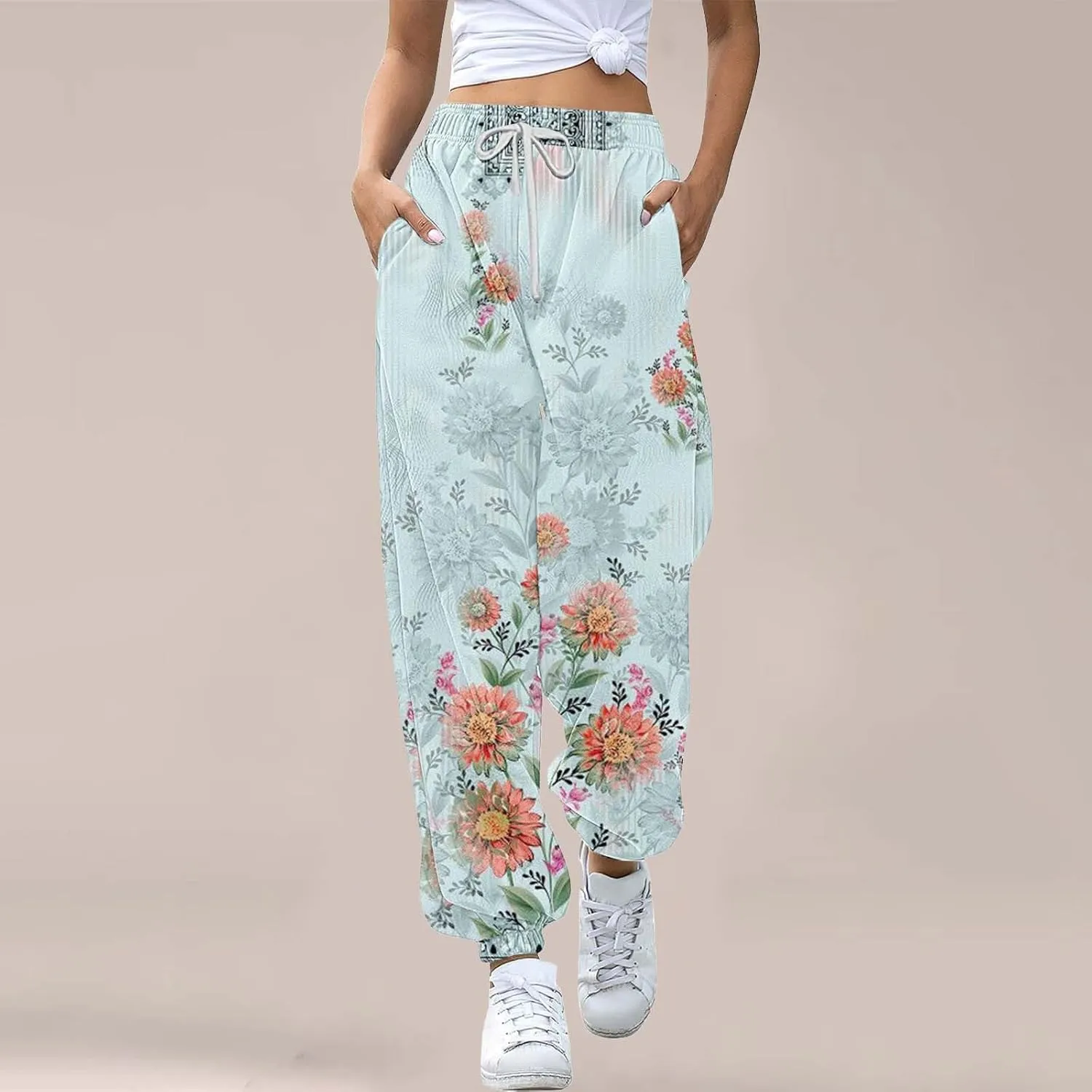 Sweatpants for Women Sweatpants Casual Baggy Drawstring Joggers Elastic Bottom Workout Tapered Trousers Drawstring