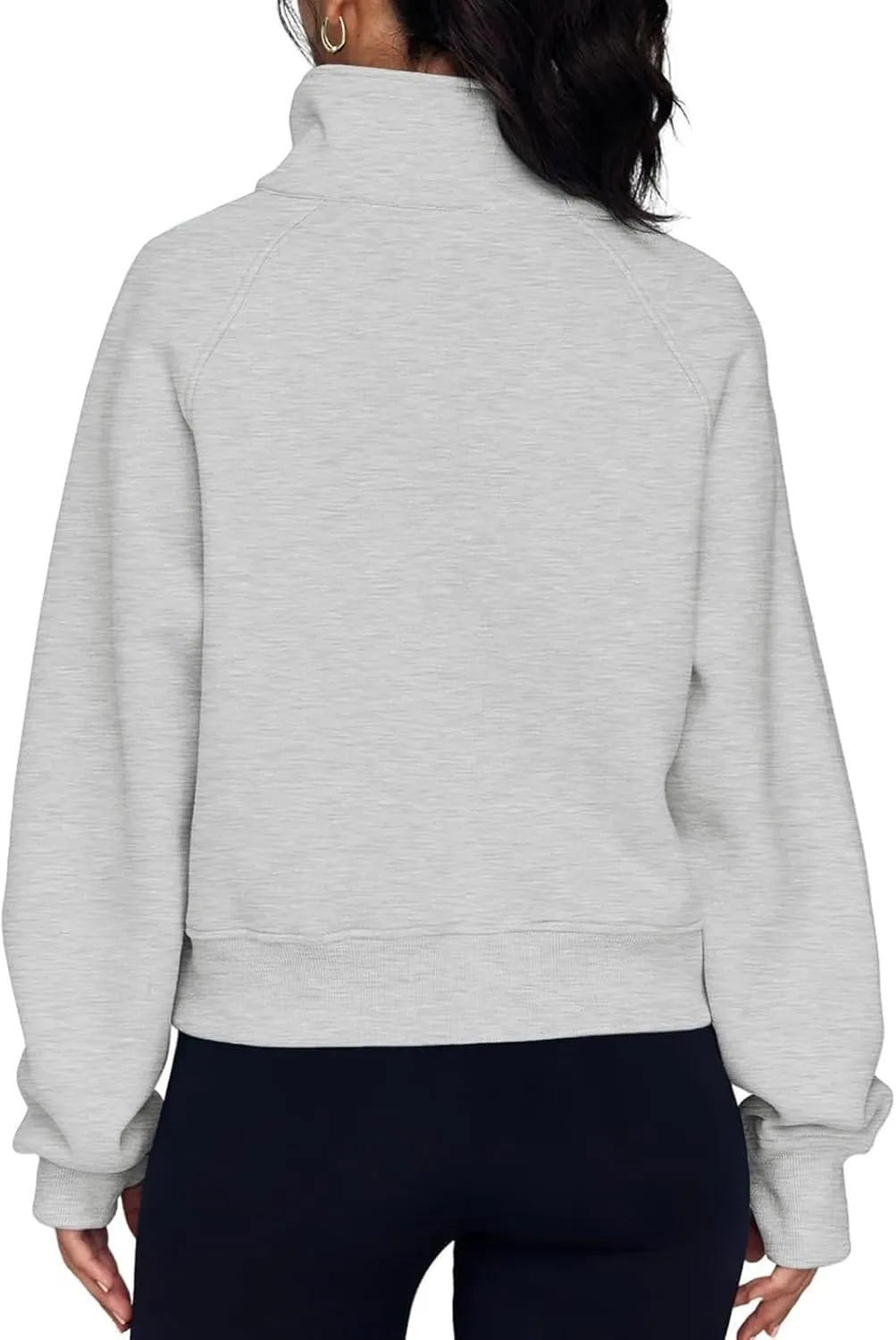 Sweatshirt for Women Half Zip Cropped Pullover Fleece Quarter Zipper Hoodies Fall Outfits Clothes Thumb Hole