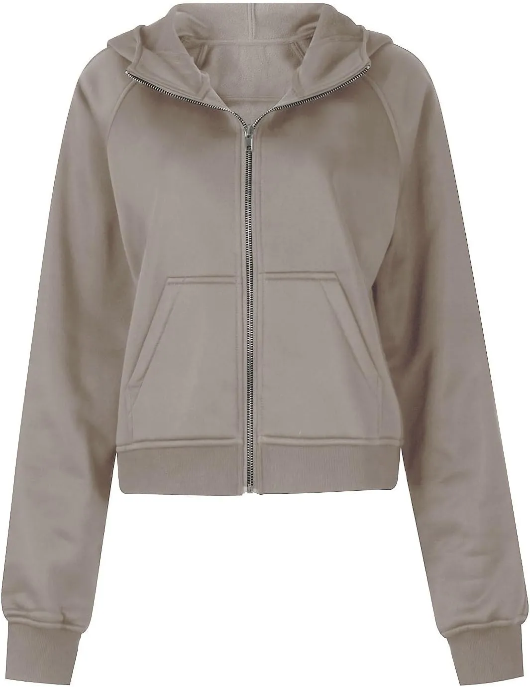 Sweatshirt For Women,Full Zip Up Cropped Hoodies With Pockets Zipper Fleece Jackets Casual Soft Oversized Sweatshirt