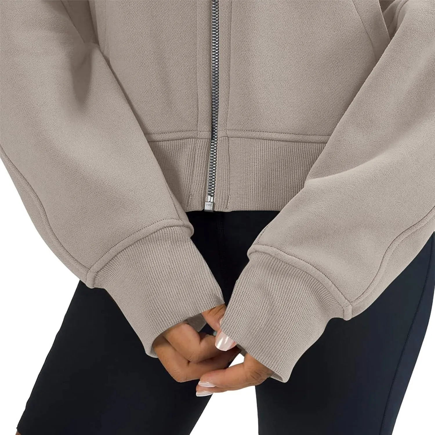 Sweatshirt For Women,Full Zip Up Cropped Hoodies With Pockets Zipper Fleece Jackets Casual Soft Oversized Sweatshirt
