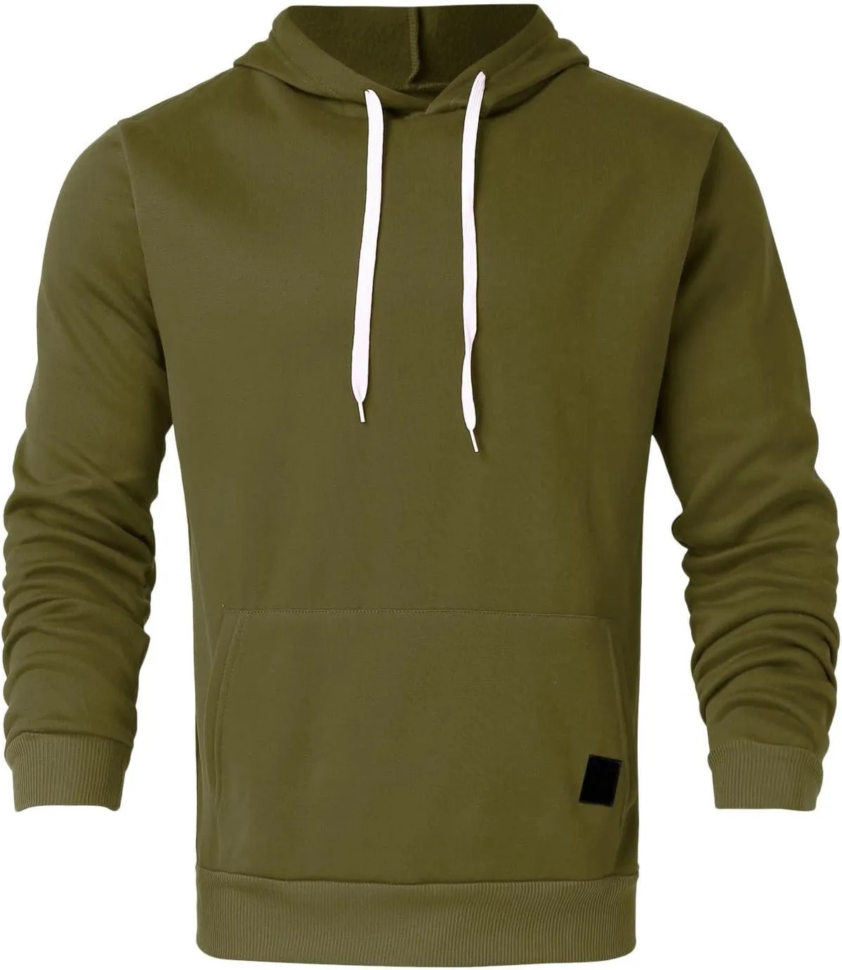 Sweatshirts for Men Casual Long Sleeve Pullover Hoodie Trendy Drawstring Solid Regular Fit Vintage Sweatshirt S-2XL