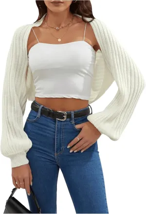 SweatyRocks Women's Open Front Shrug Sweaters Lightweight Knit Cropped Cardigan Sweaters