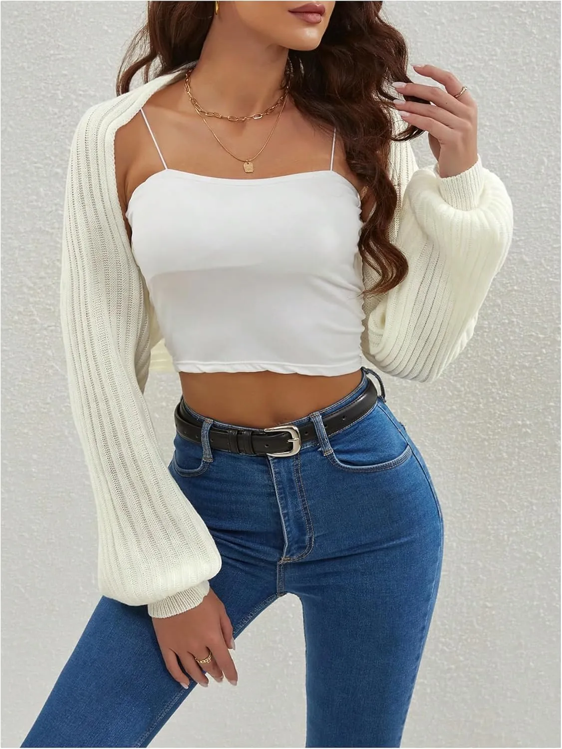 SweatyRocks Women's Open Front Shrug Sweaters Lightweight Knit Cropped Cardigan Sweaters