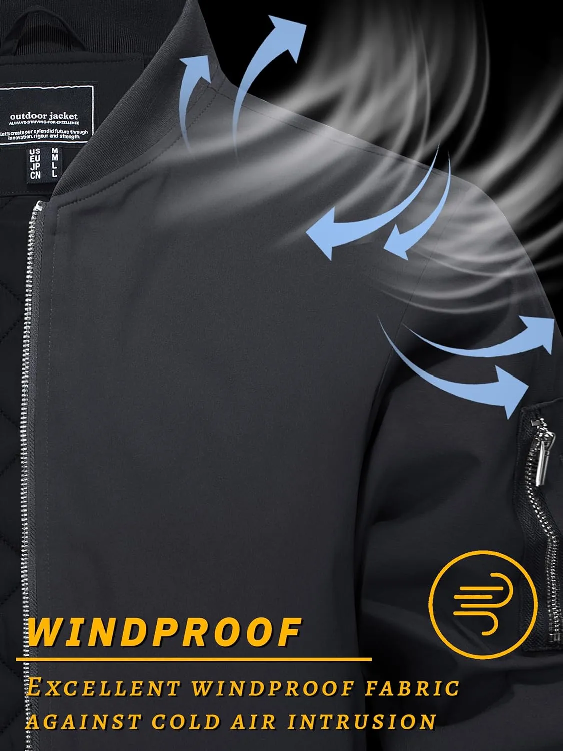 TACVASEN Men's Bomber Jackets Thermal Quilted Jacket Water Resistant Warm Winter Coats