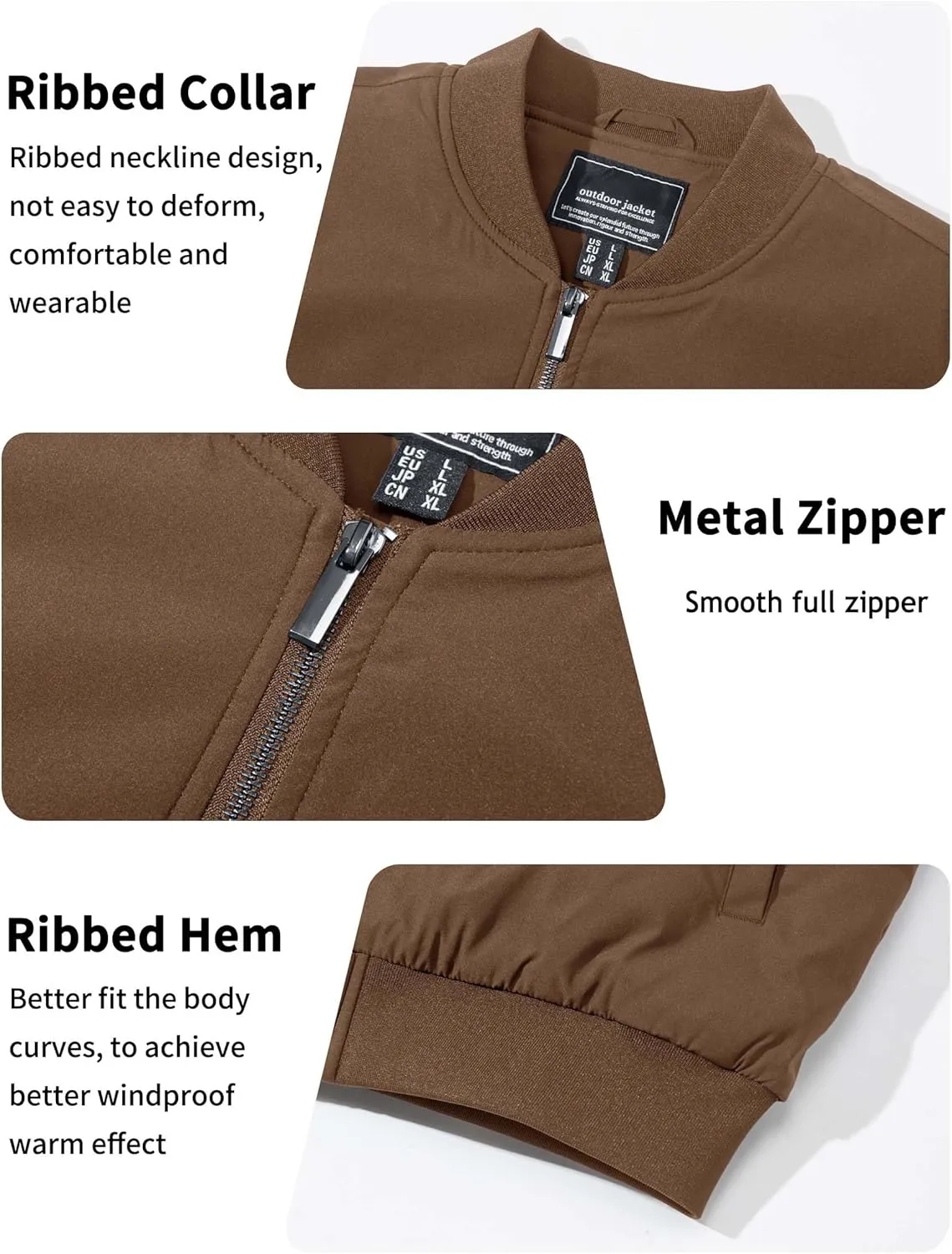TACVASEN Men's Bomber Jackets Thermal Quilted Jacket Water Resistant Warm Winter Coats
