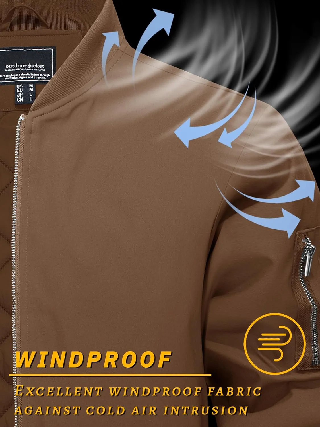 TACVASEN Men's Bomber Jackets Thermal Quilted Jacket Water Resistant Warm Winter Coats